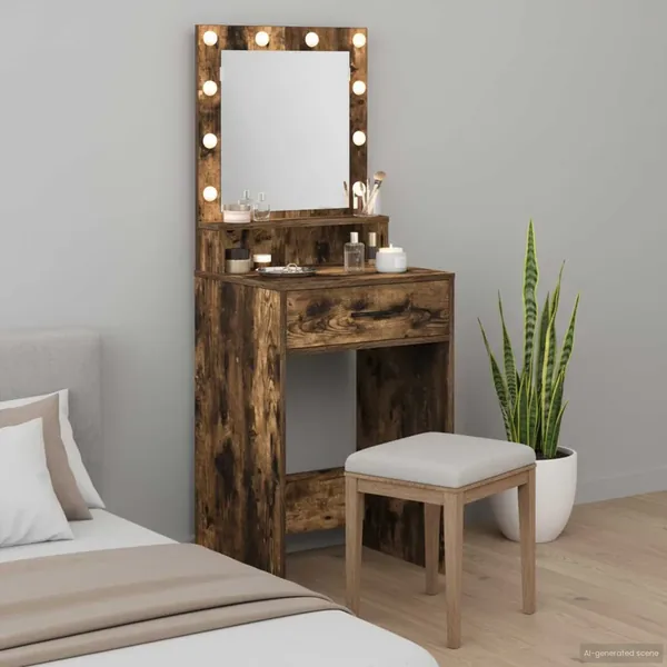 Table de Toilette Chêne fumé 50 x 41 x 135 cm Bois d'ingénierie