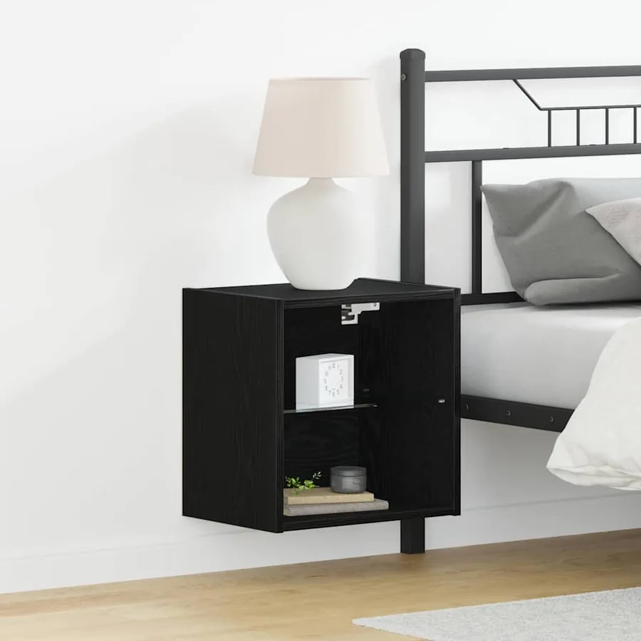 Étagère flottante avec lumière LED 2 pcs Noir 40 x 28,5 x 40 cm