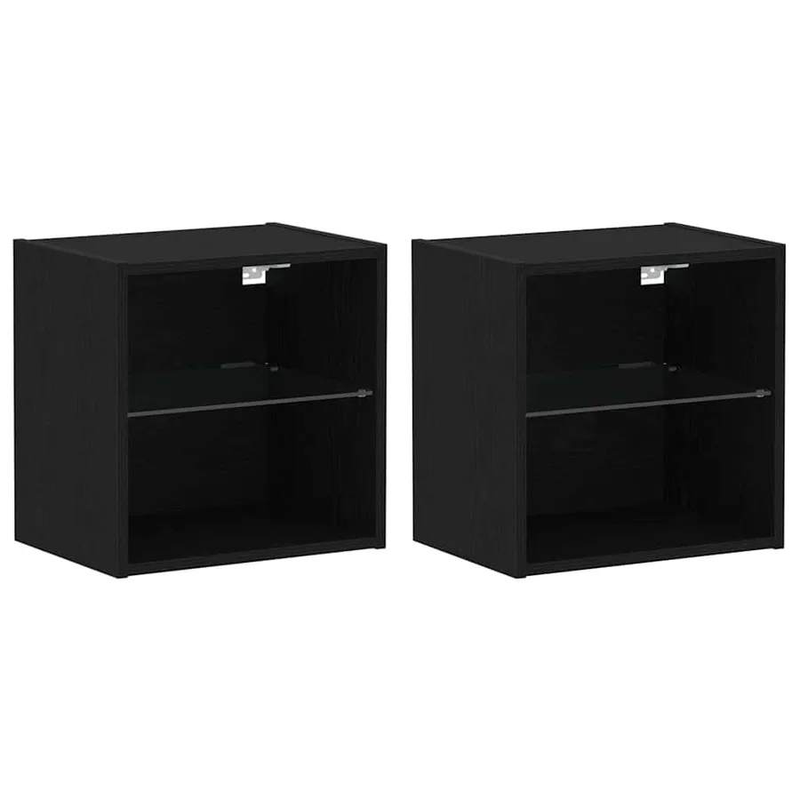 Étagère flottante avec lumière LED 2 pcs Noir 40 x 28,5 x 40 cm - 2