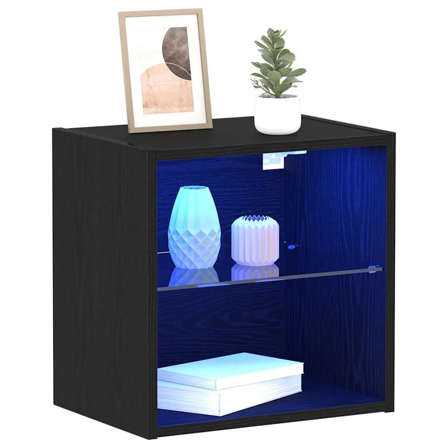 Étagère flottante avec lumière LED 2 pcs Noir 40 x 28,5 x 40 cm - 3
