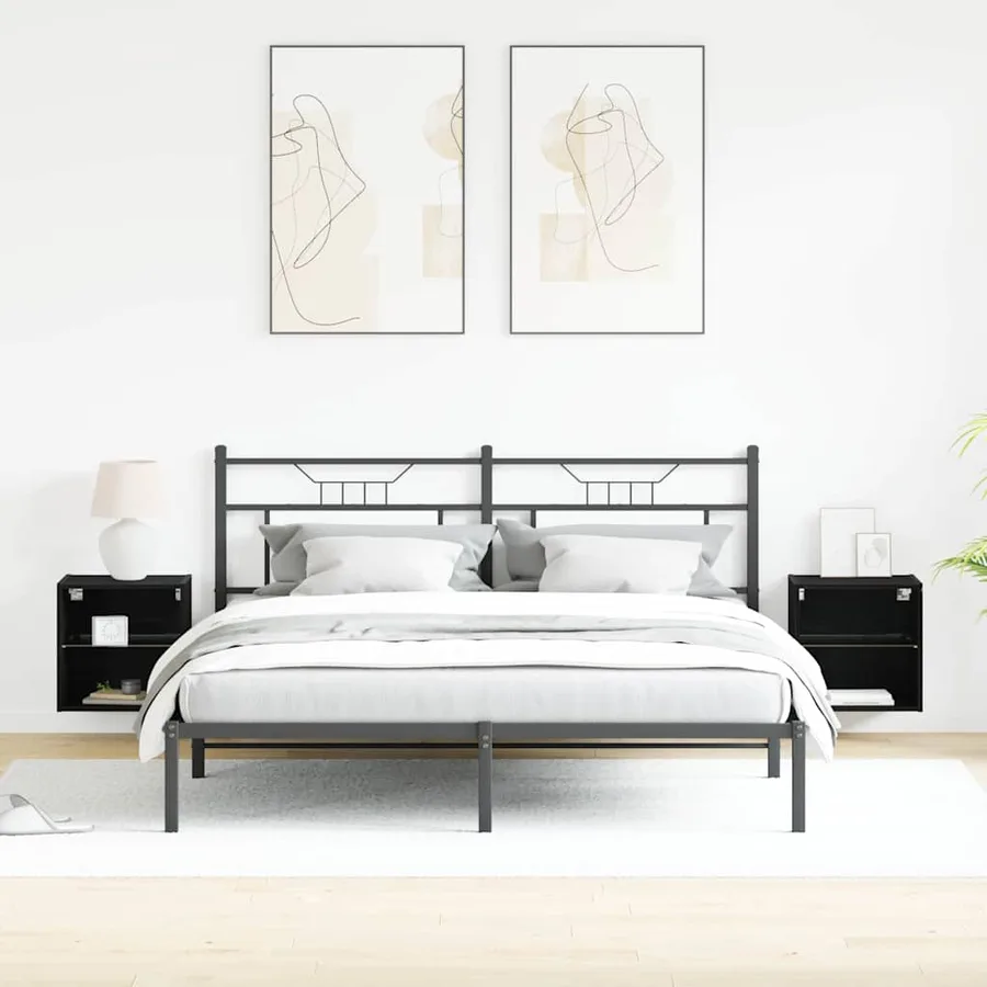 Étagère flottante avec lumière LED 2 pcs Noir 40 x 28,5 x 40 cm - 5
