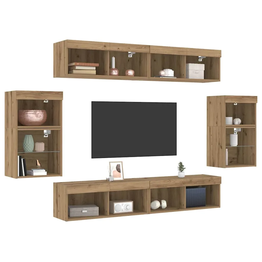 Ensemble meuble TV 8 pcs chêne artisanal Bois d'ingénierie - 3