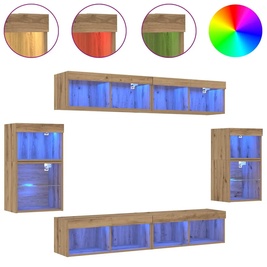 Ensemble meuble TV 8 pcs chêne artisanal Bois d'ingénierie - 4