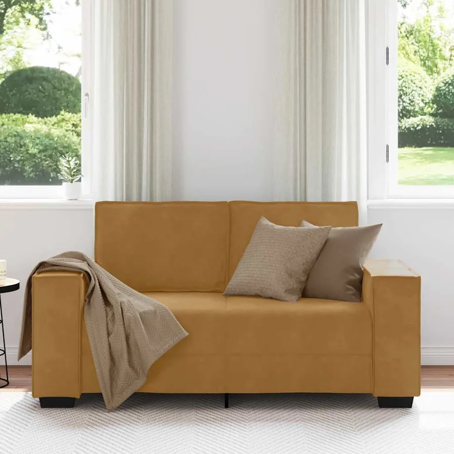 Canapé à 2 places Marron 160x78x84 cm Velours - 3