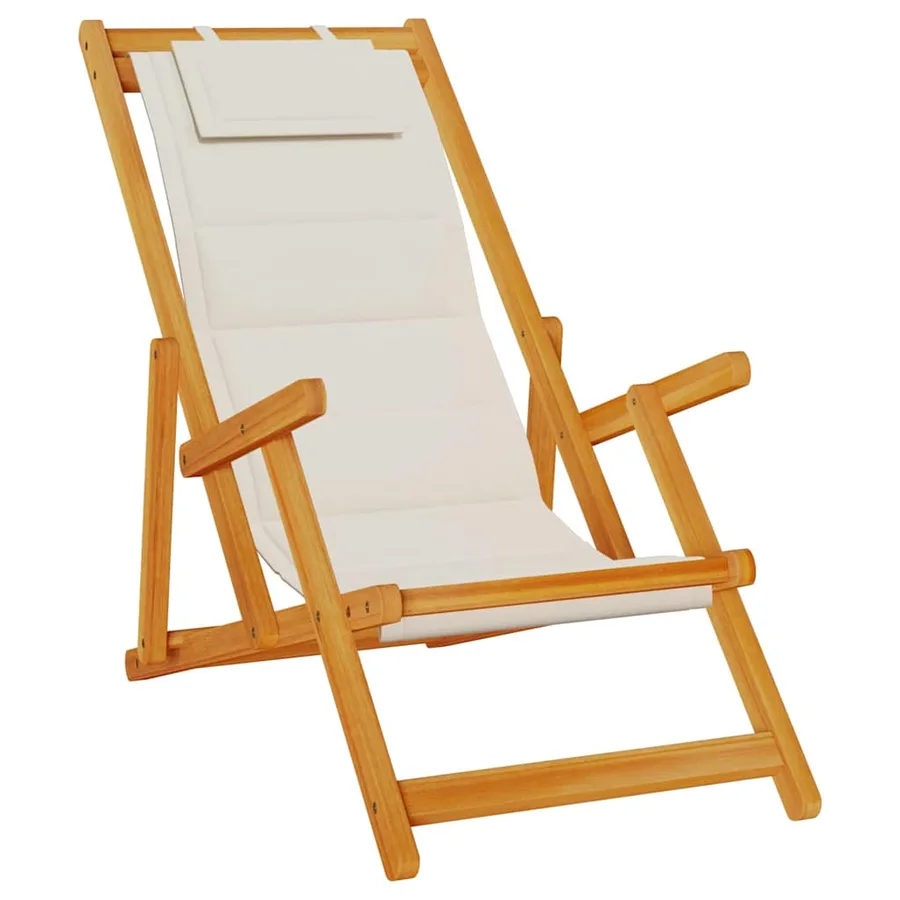Chaise de plage avec coussin 2 pcs Marron Bois d'Acacia Massif - 4