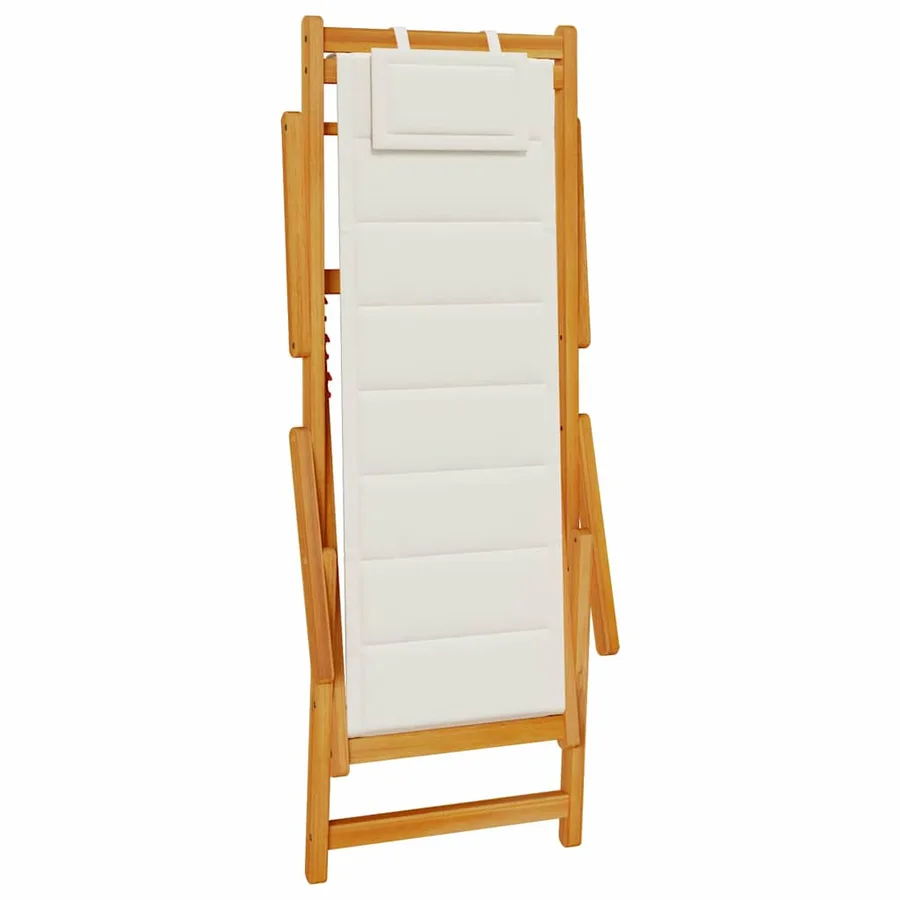 Chaise de plage avec coussin 2 pcs Marron Bois d'Acacia Massif - 5