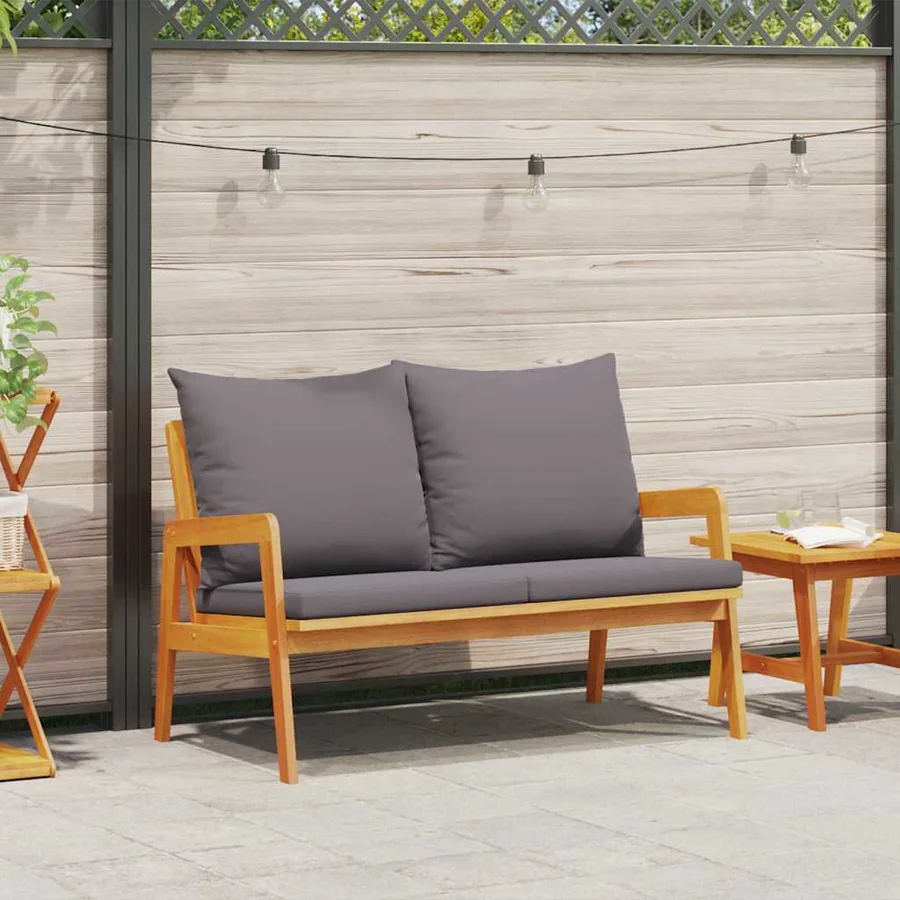Banc de jardin avec coussin Huile Naturelle 115 x 65 x 71 cm