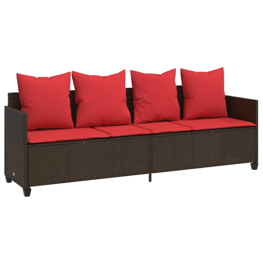 Chaise longue avec coussins marron résine tressée - 2