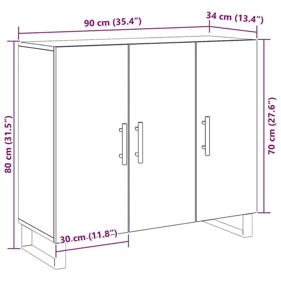 Buffet Chêne artisanal 90 x 34 x 80 cm Bois d'ingénierie - 14