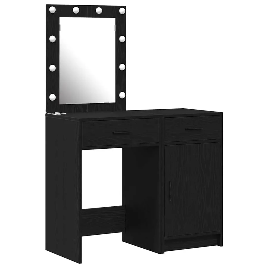Table de Toilette 2 pcs Noir 50 x 41 x 135 cm Bois d'ingénierie - 2