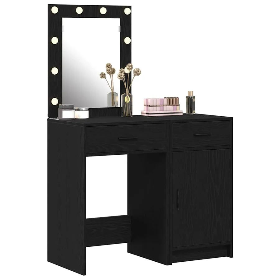 Table de Toilette 2 pcs Noir 50 x 41 x 135 cm Bois d'ingénierie - 3