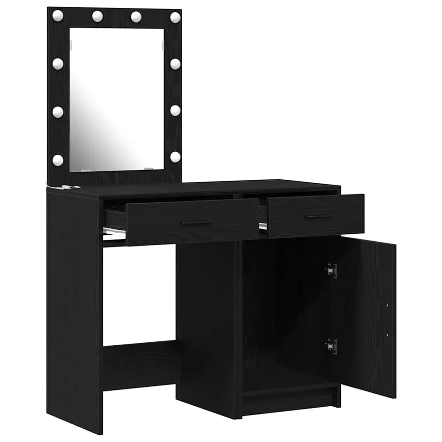 Table de Toilette 2 pcs Noir 50 x 41 x 135 cm Bois d'ingénierie - 6