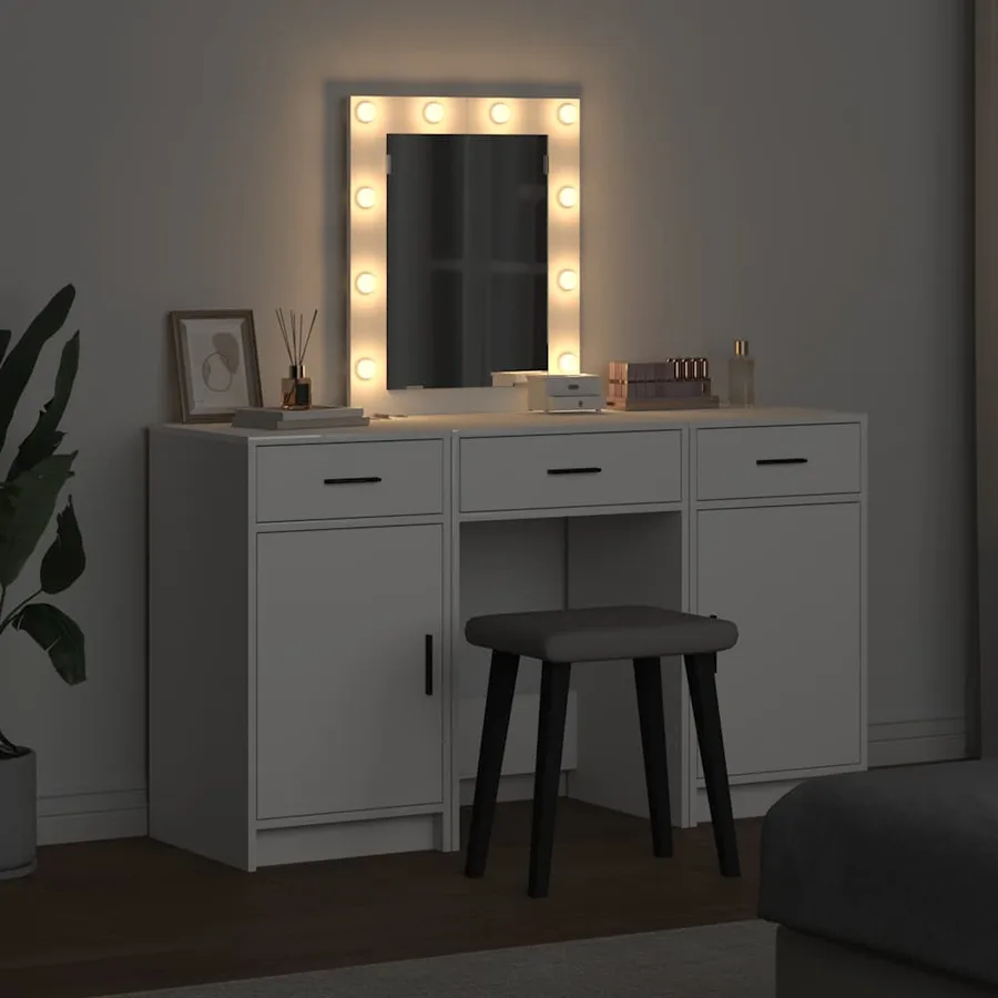 Table de Toilette Blanc 50 x 41 x 135 cm Bois d'ingénierie - 4
