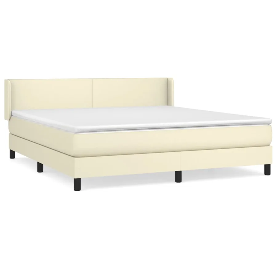 Sommier à lattes de lit avec matelas Crème 160x200cm Similicuir - 2