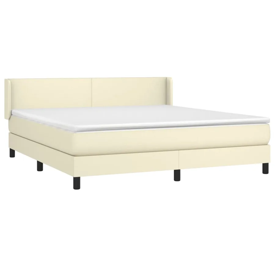 Sommier à lattes de lit avec matelas Crème 160x200cm Similicuir - 3