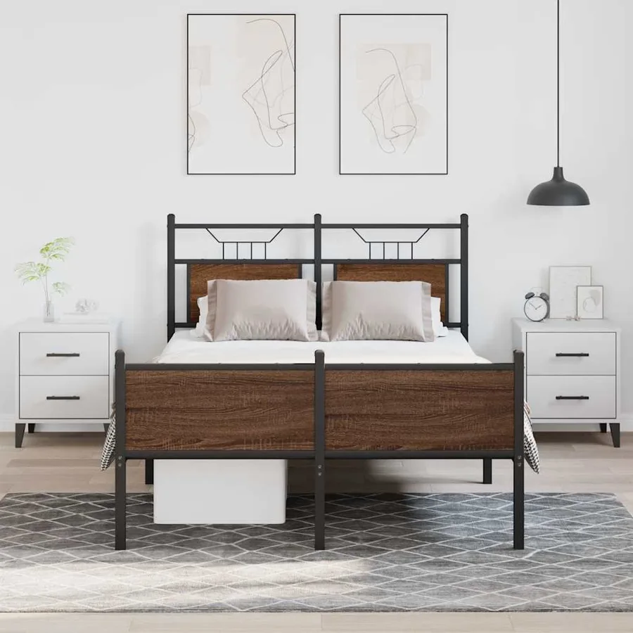 Cadre de lit sans matelas chêne marron 120x190 cm - 4