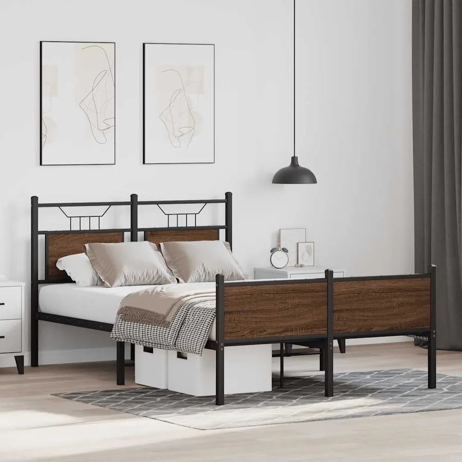 Cadre de lit sans matelas chêne marron 120x190 cm - 5