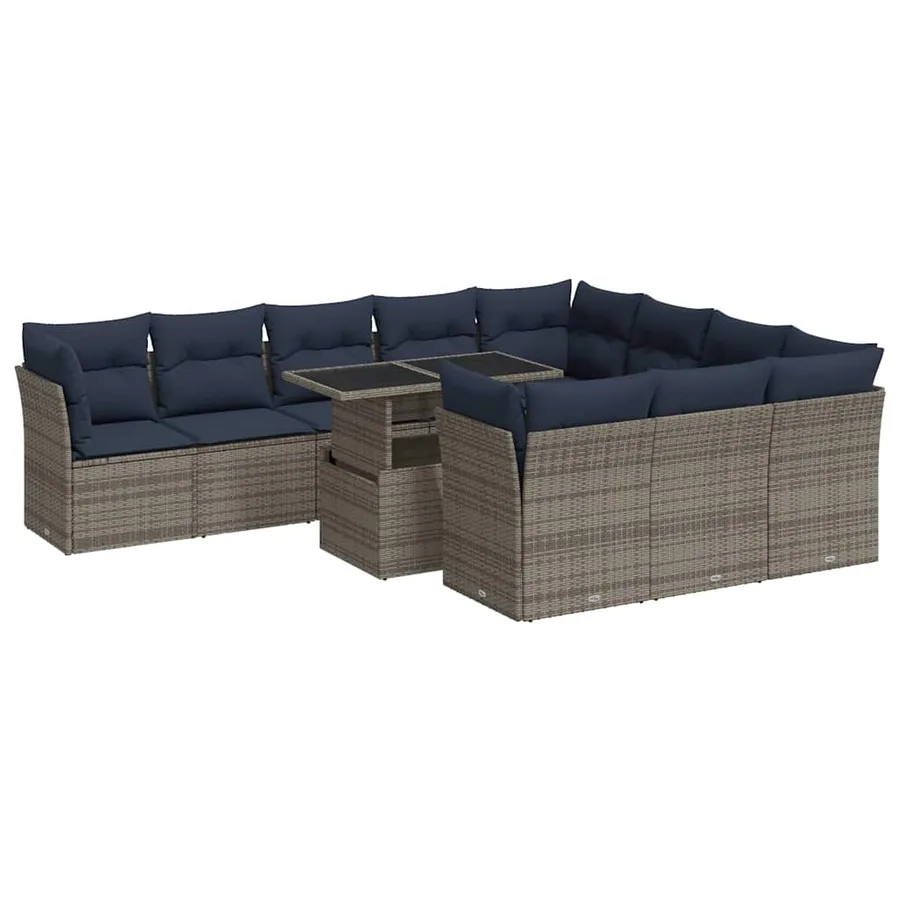 Ensemble de canapés de jardin 11 pcs et coussins rotin acacia - 2