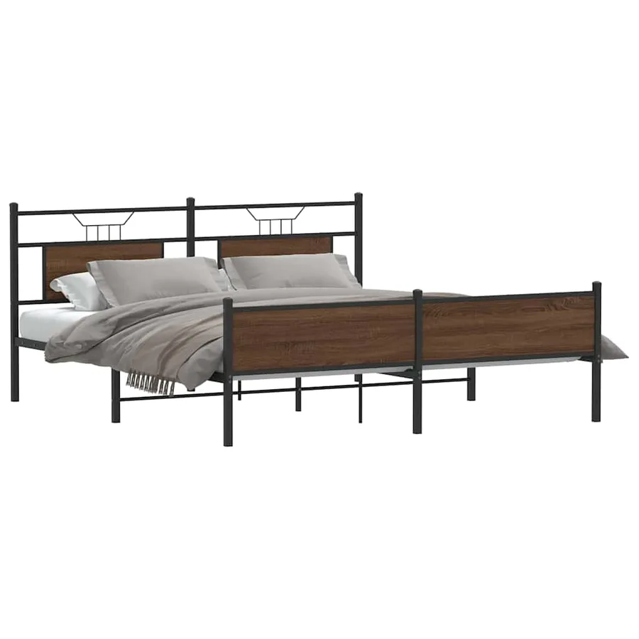 Cadre de lit en métal sans matelas chêne marron 183x213 cm - 3