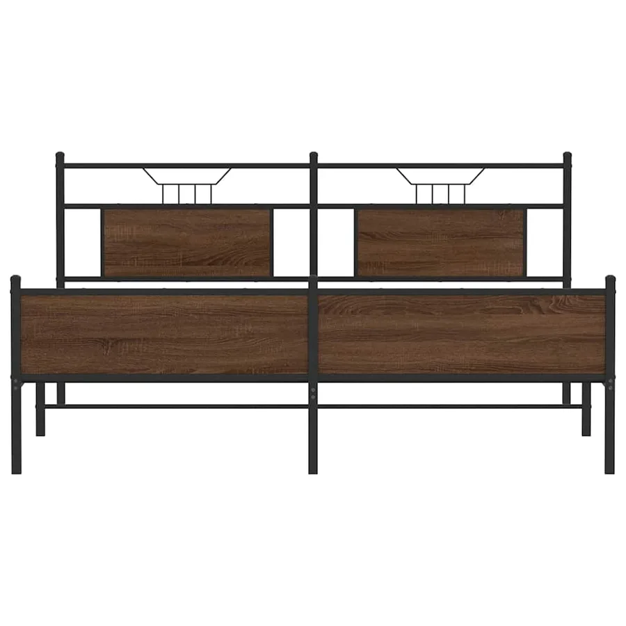 Cadre de lit en métal sans matelas chêne marron 183x213 cm - 6