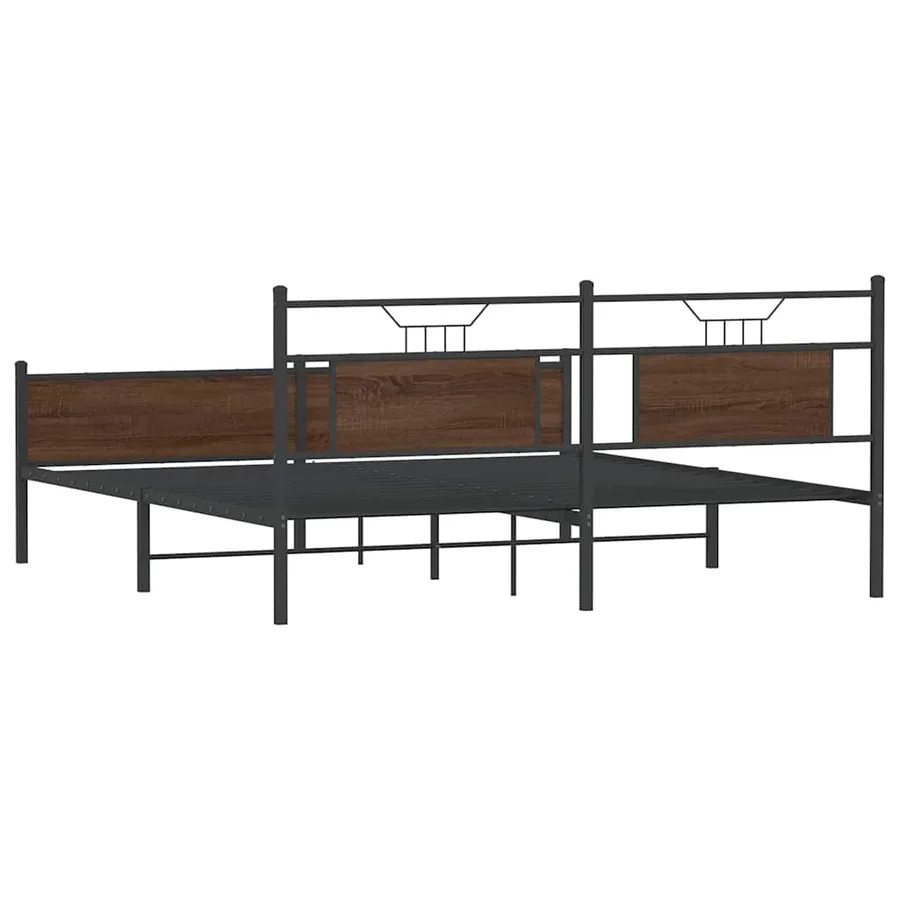 Cadre de lit en métal sans matelas chêne marron 183x213 cm - 8