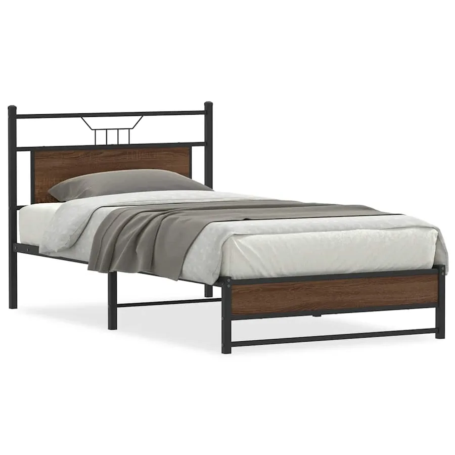 Cadre de lit sans matelas chêne marron 100x190 cm - 2