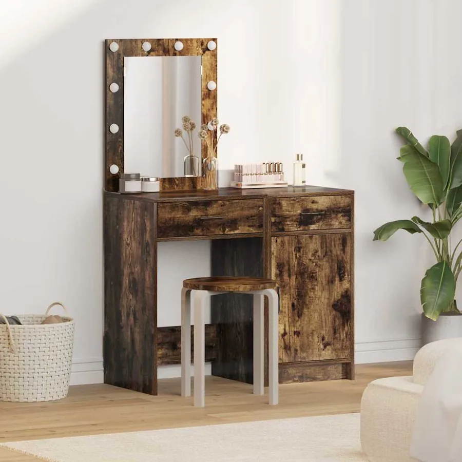 Table de Toilette avec tiroir 2 pcs Marron 50 x 41 x 135 cm