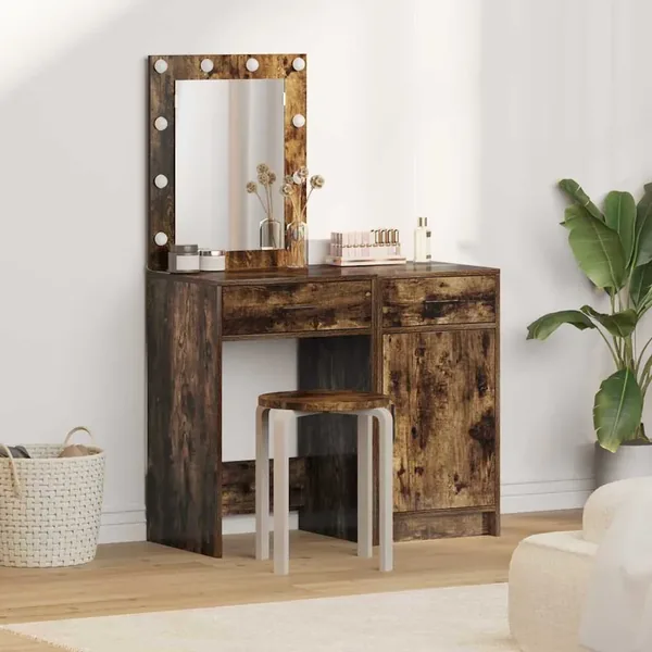 Table de Toilette avec tiroir 2 pcs Marron 50 x 41 x 135 cm