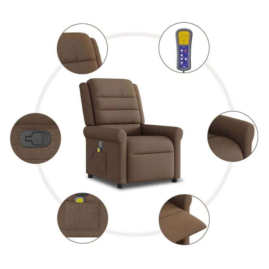 Fauteuil de massage inclinable Marron Tissu - 10