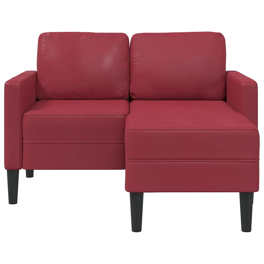 Canapé 2 places avec méridienne en L couleur bordeaux 125 cm en similicuir - 3
