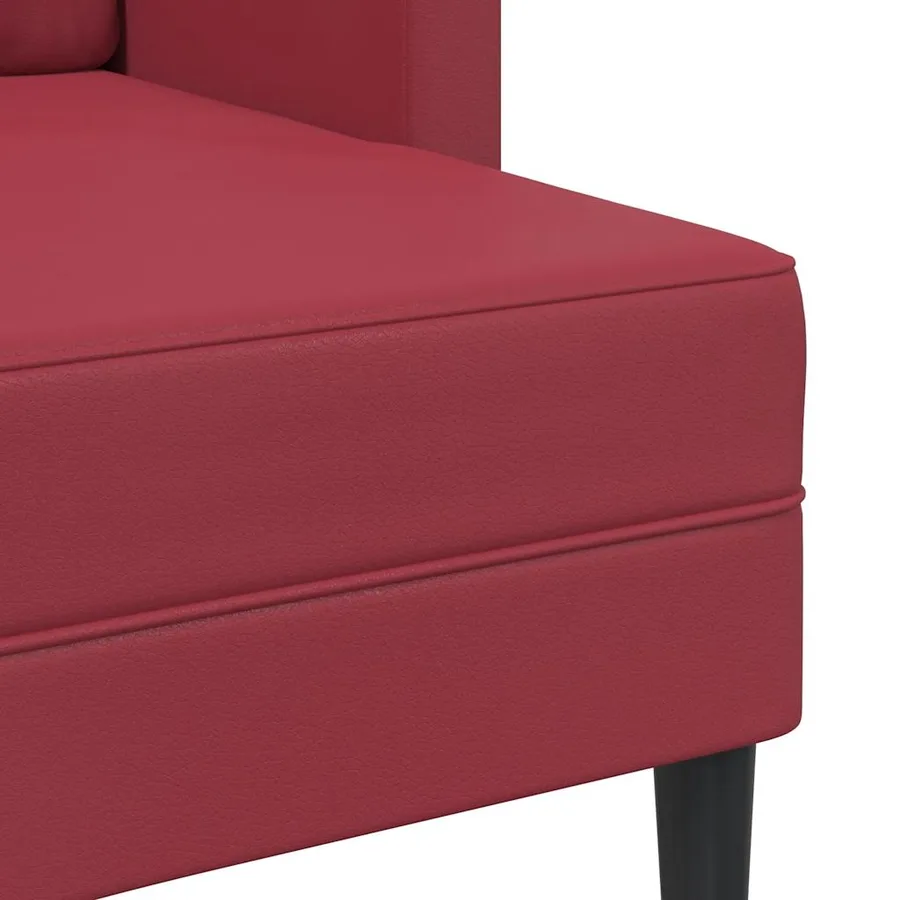 Canapé 2 places avec méridienne en L couleur bordeaux 125 cm en similicuir - 7