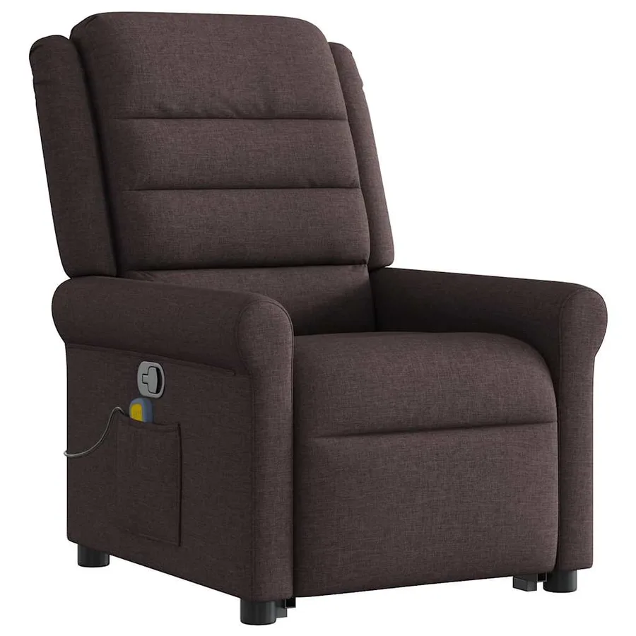 Fauteuil inclinable de massage Marron foncé Tissu - 4