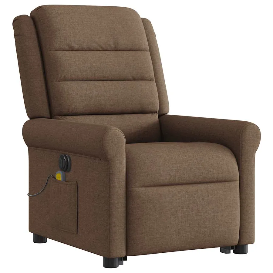 Fauteuil inclinable de massage électrique Marron Tissu - 4