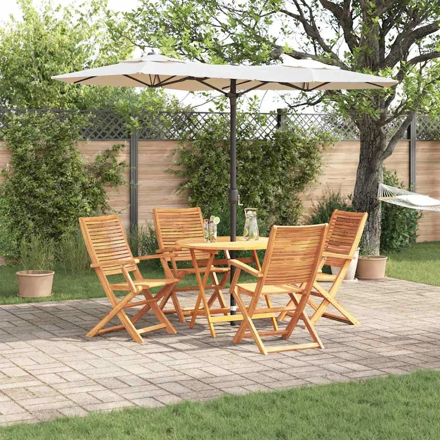 Ensemble de salle à manger pour jardin 5 pcs Marron