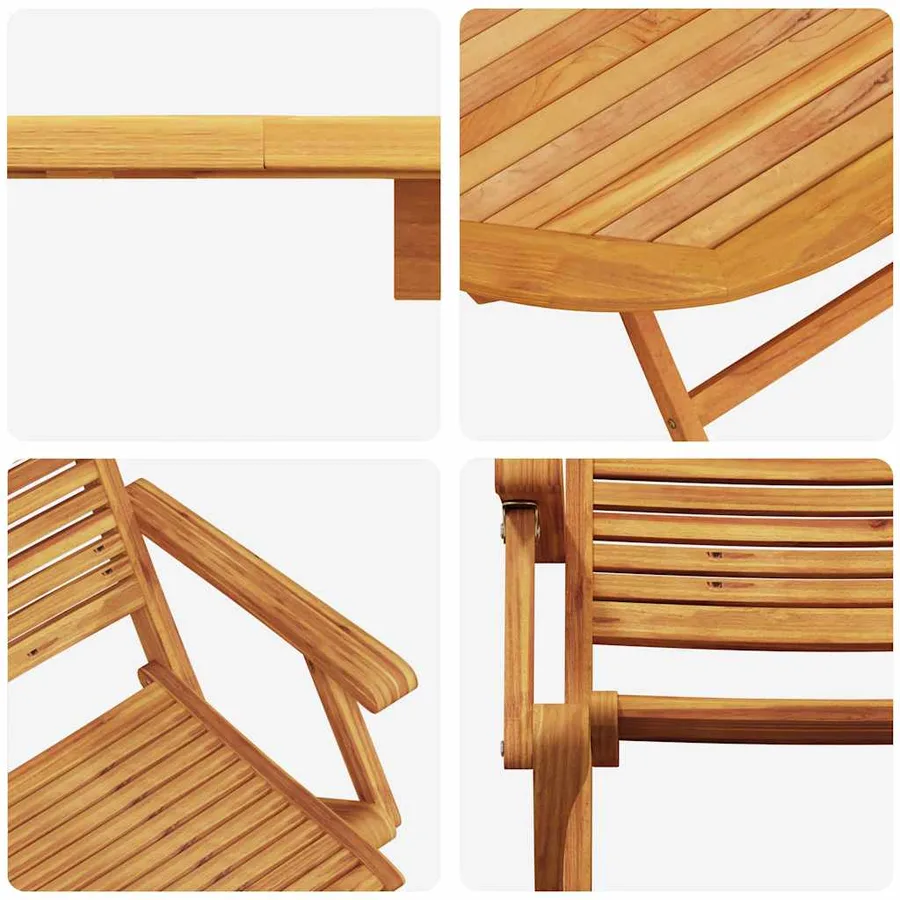 Ensemble de salle à manger pour jardin 5 pcs Marron - 11