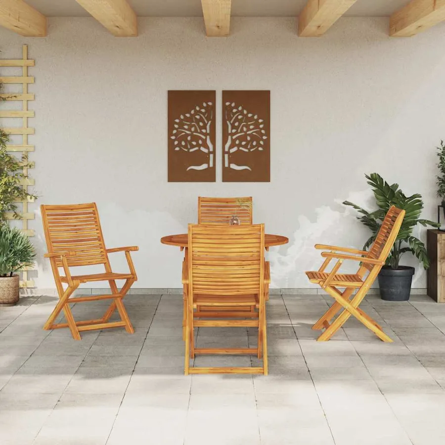 Ensemble de salle à manger pour jardin 5 pcs Marron - 4