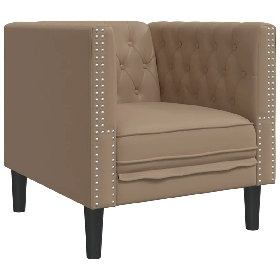 Fauteuil Chesterfield cappuccino similicuir - 2