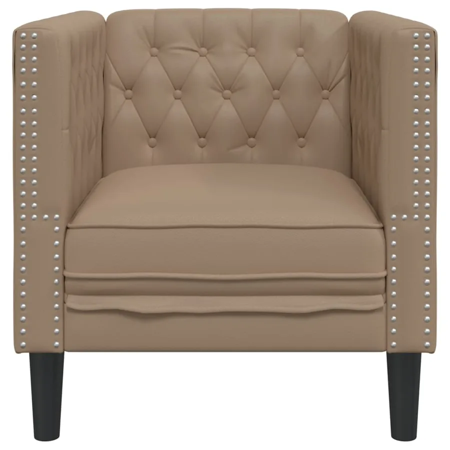 Fauteuil Chesterfield cappuccino similicuir - 4