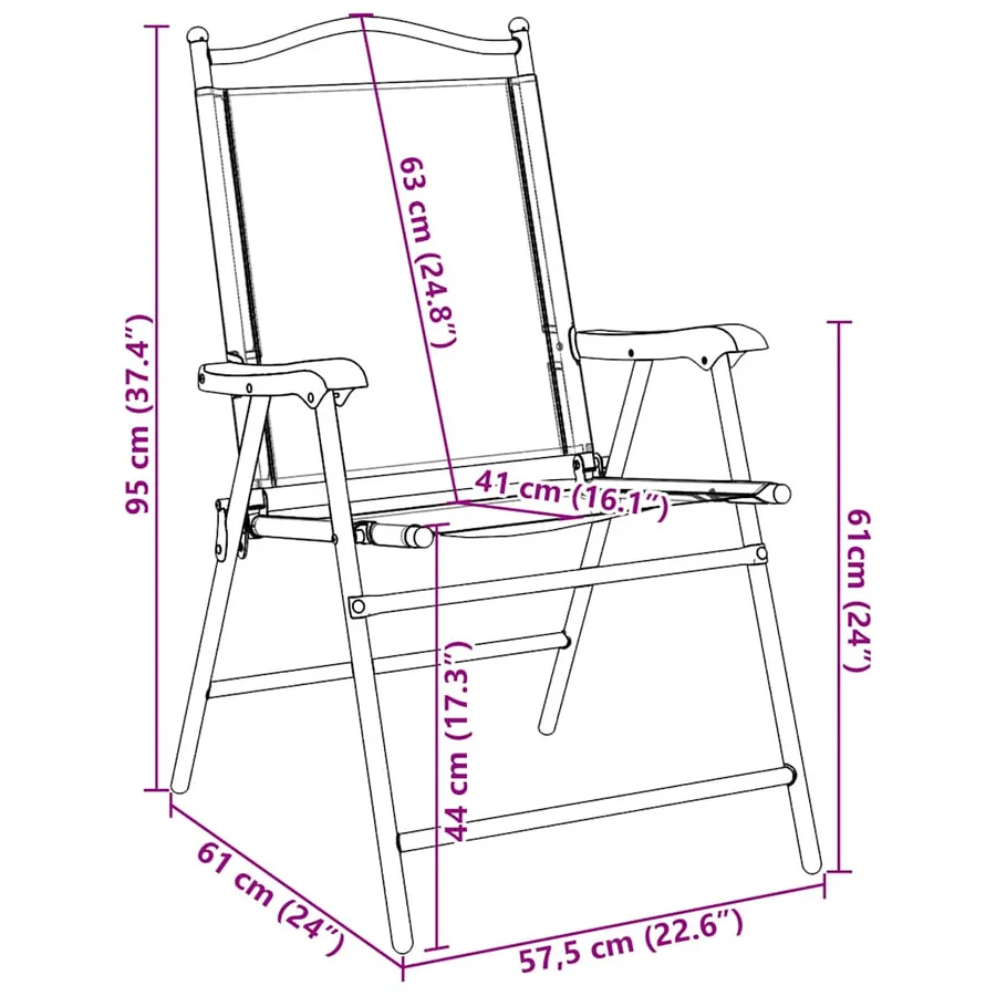 Chaises de jardin pliables lot de 2 en acier et textilène - 12
