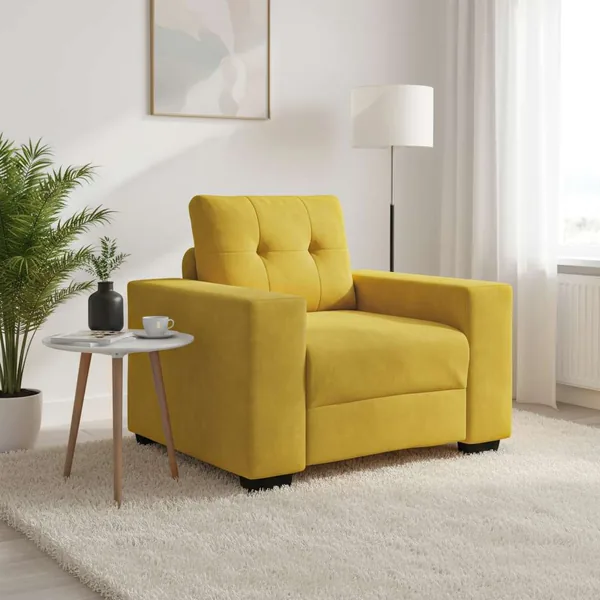 Fauteuil canapé jaune 100x78x80 cm velours