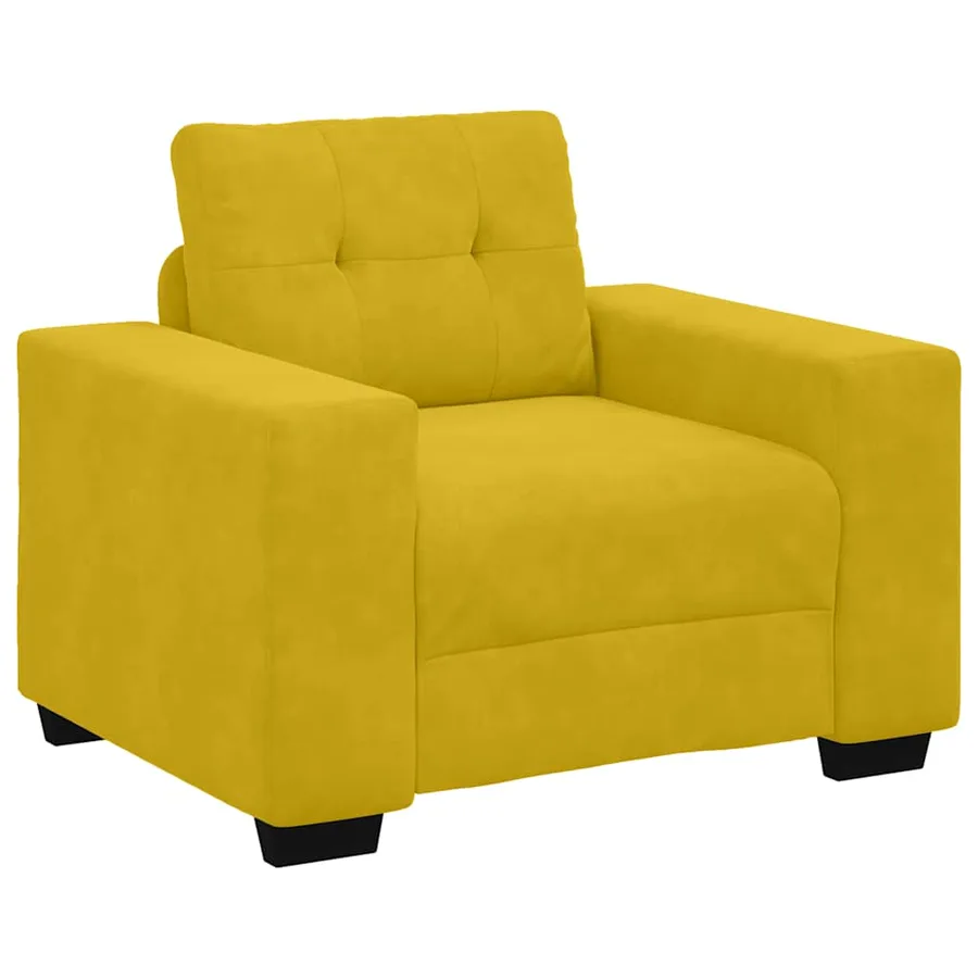 Fauteuil canapé jaune 100x78x80 cm velours - 2