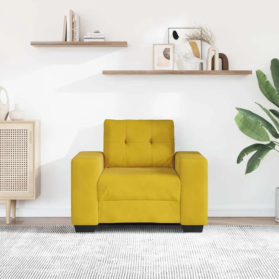 Fauteuil canapé jaune 100x78x80 cm velours - 3