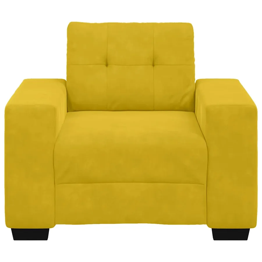 Fauteuil canapé jaune 100x78x80 cm velours - 4