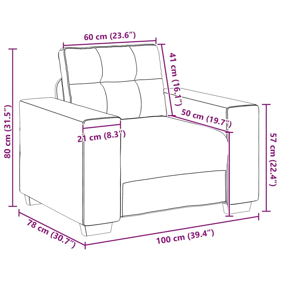 Fauteuil canapé jaune 100x78x80 cm velours - 9