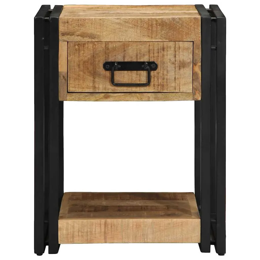 Table de chevet 40x40x50 cm en bois massif brut de manguier - 3