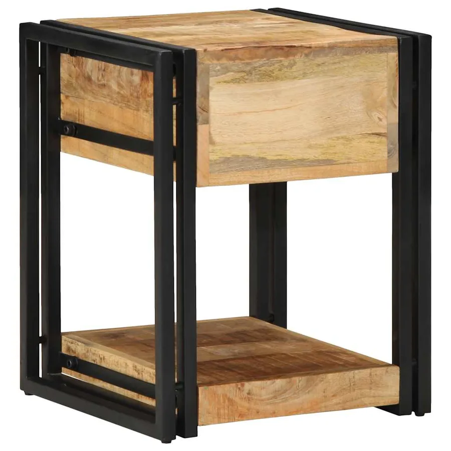 Table de chevet 40x40x50 cm en bois massif brut de manguier - 5