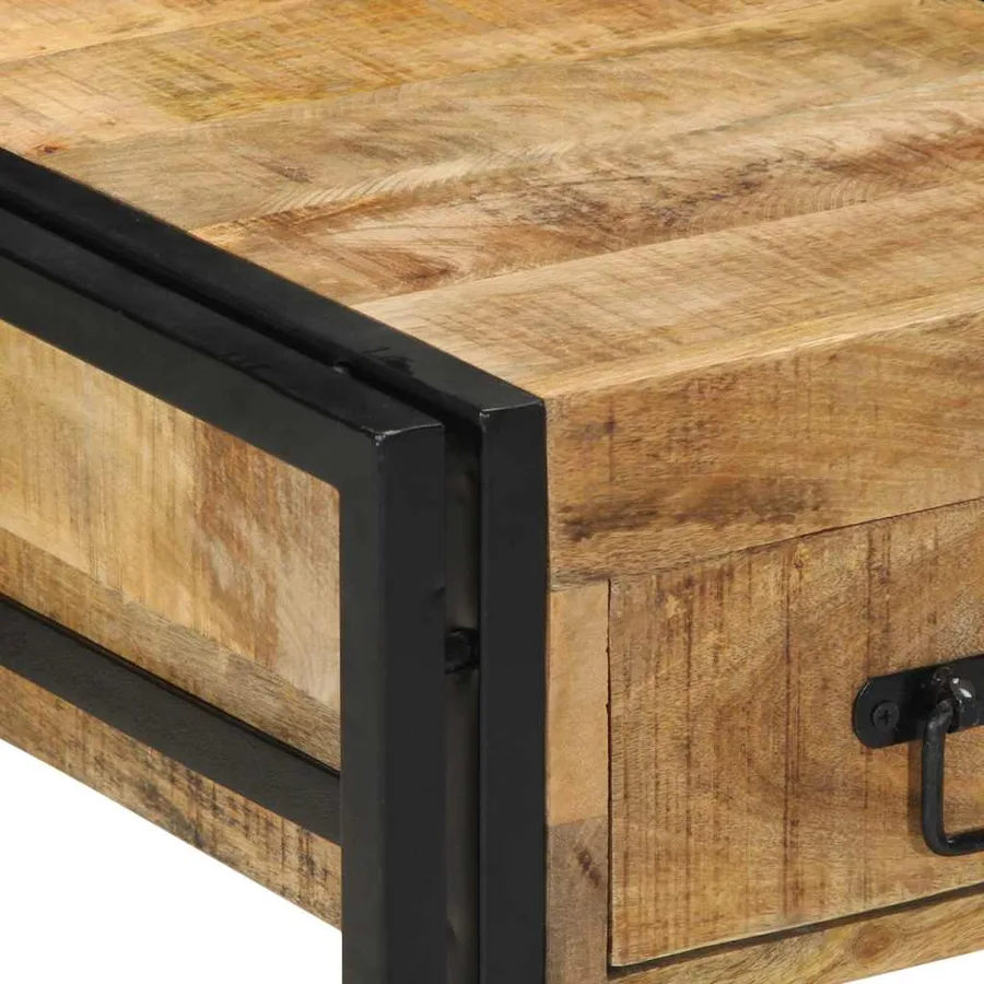 Table de chevet 40x40x50 cm en bois massif brut de manguier - 6