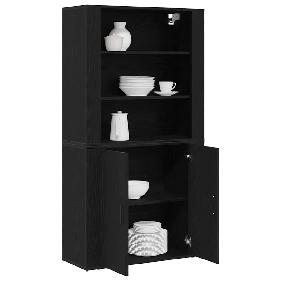 Haut Armoire Chêne noir 80 x 33 x 150 cm Bois d'ingénierie - 3