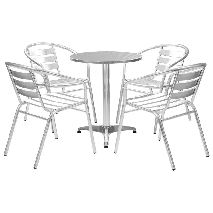 Ensemble à manger d'extérieur 5 pcs Aluminium Argenté