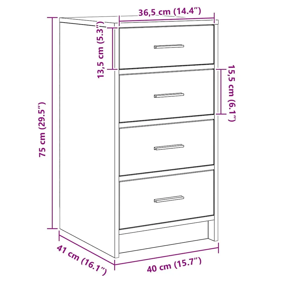 Buffet Sonoma gris 40 x 41 x 75 cm Bois d'ingénierie - 12